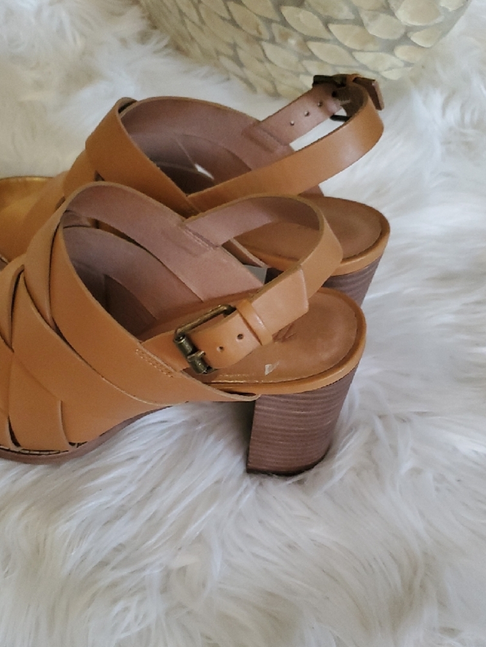 Madewell Camel/Tan Woven Leather Slingback Sandals - Picture 13 of 15
